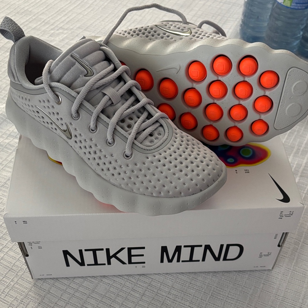 Nike Kids Light Gray and Bright Orange Sneakers